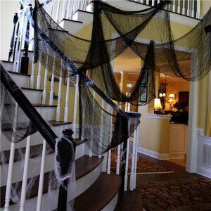 355" x 79" Halloween Creepy Cloth + Spider Web Halloween Decorations